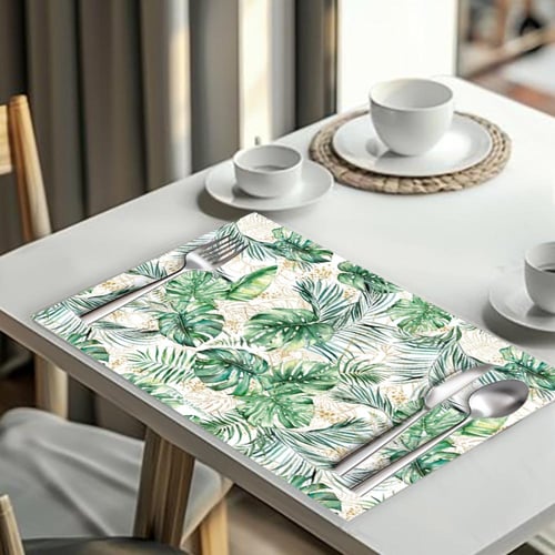 ثيم أوراق الشجر الاستوائية ، مطبوع جاهز للتوصيل