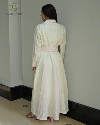 فستان العيد مطرز -أصفر