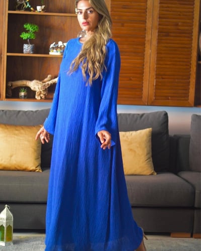 ثوب لينن مكسر نيلي