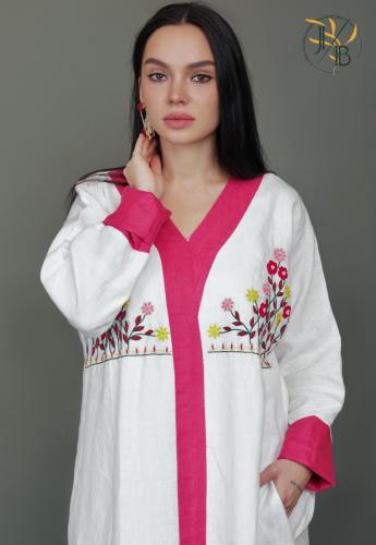 ثوب لينن تطريز يدوي