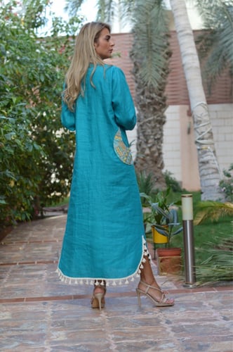 ثوب لينن تركواز