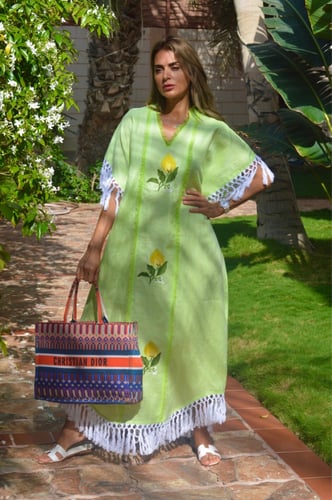 ثوب ليموني لينن