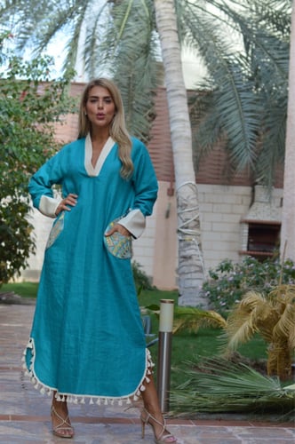 ثوب لينن تركواز