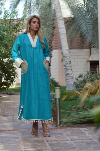 ثوب لينن تركواز