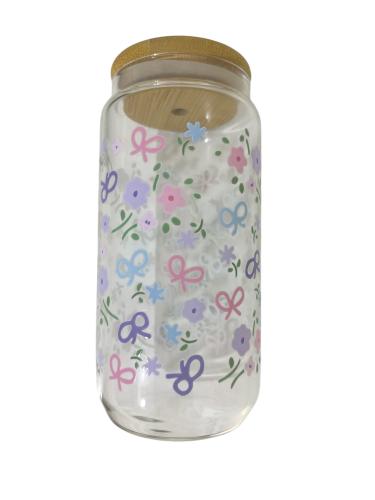 كاس زجاجي شفاف مطبوع - لطافة