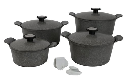 طقم قدور جرانيت كوري 8 قطع اكسترما رمادي