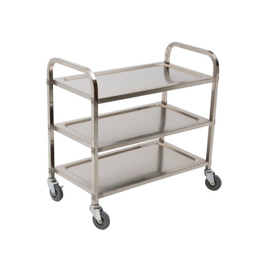 عربة تقديم طعام من 3 طبقات وسط فضي استيل 85*45*90...