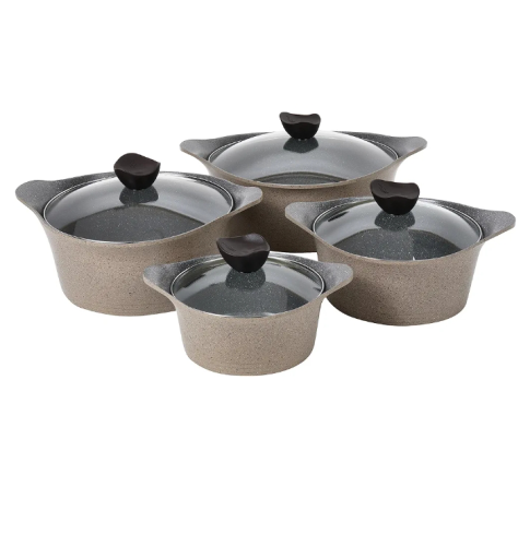طقم قدور ايني جرانيت 8 قطع بيج