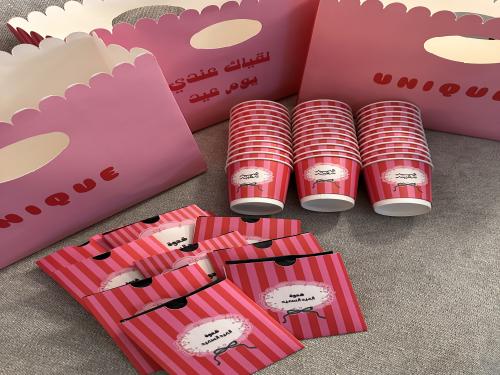 ١٢ كوب + ١٢ اظرف قهوه + كيس