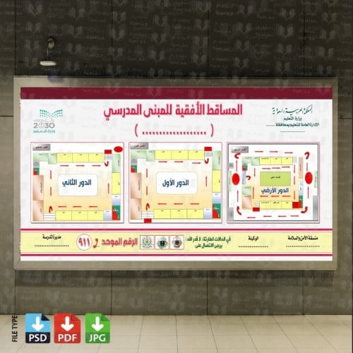 تصميم لوحة مساقط الأفقية للمبنى المدرسي