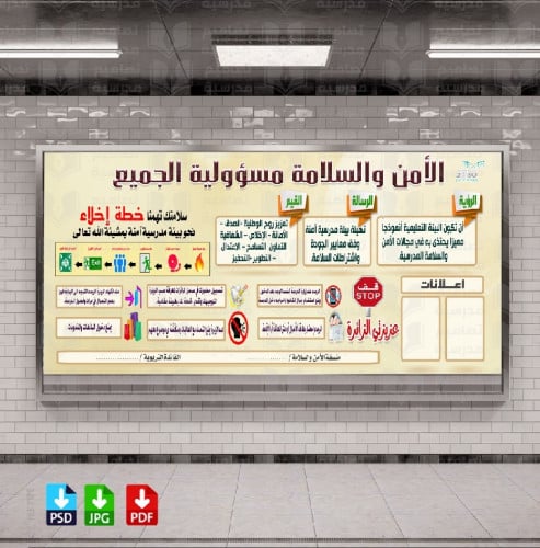 ‎تصميم لوحة زاوية الأمن والسلامة السلامة للجميع