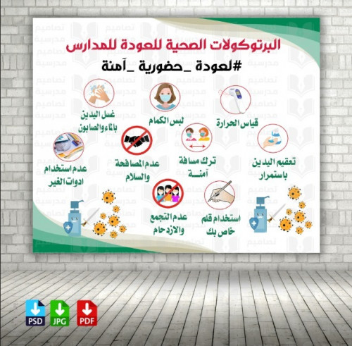 تصميم كورونا بروتوكولات العوده للمدارس الجدار الأو...