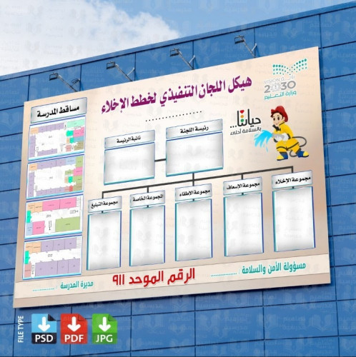 تصميم لوحة هيكل خطة الإخلاء