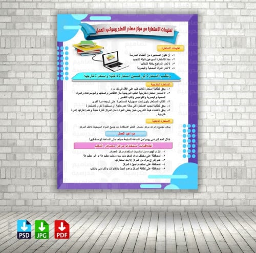 ‎تصميم تعليمات الاستعارة من مركز مصادر التعلم وموا...
