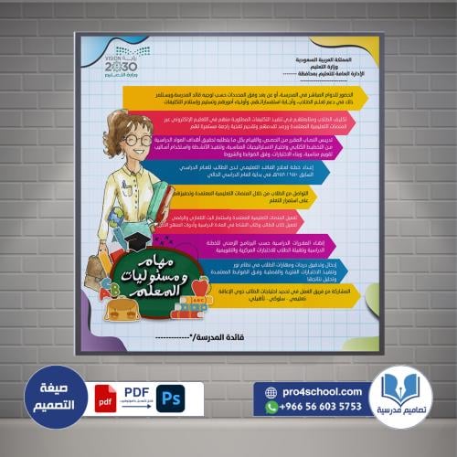 تصميم لوحة مهام ومسؤوليات المعلم