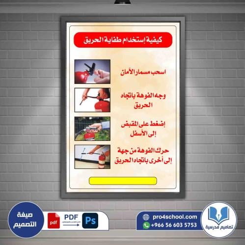 تصميم لوحة طريقة استخدام طفاية الحريق الأمن والسلا...