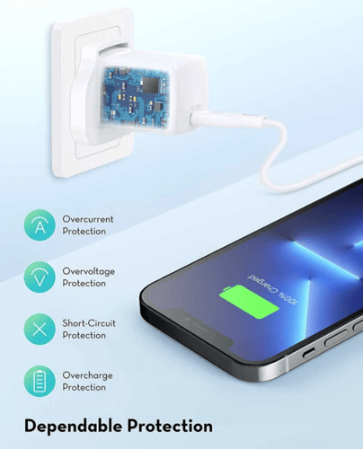 شاحن جداري بقوة 20 W منفذين PD - راف باور