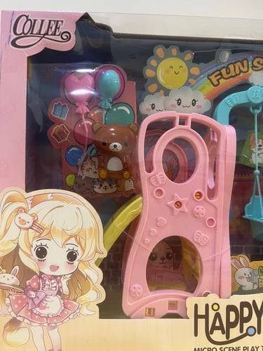 لعبه دميه مع مرجيحه و زحليقه و دب