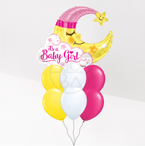 باقة بالون مواليد بنت مع هلال
