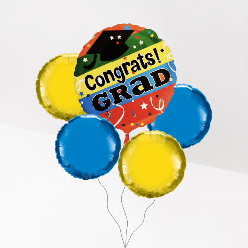 باقة بالون تخرج أصفر و أزرق