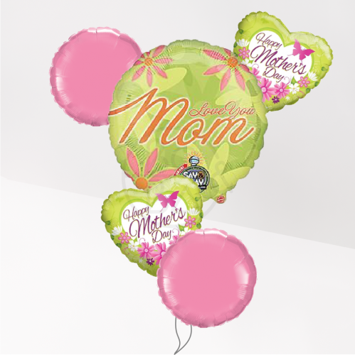 باقة بالون يوم الام وردي