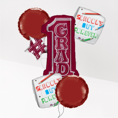 باقة بالون تخرج عنابي