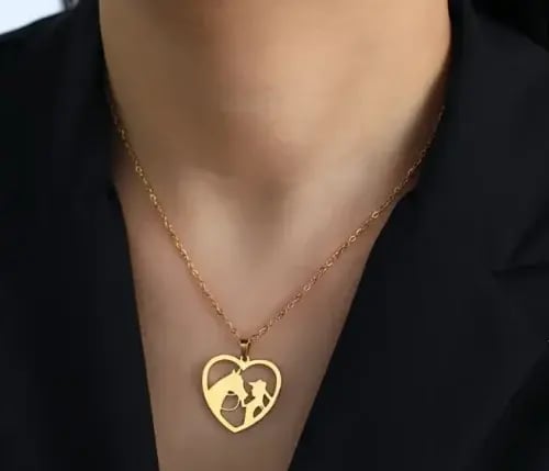 Silver horse pendant - gold