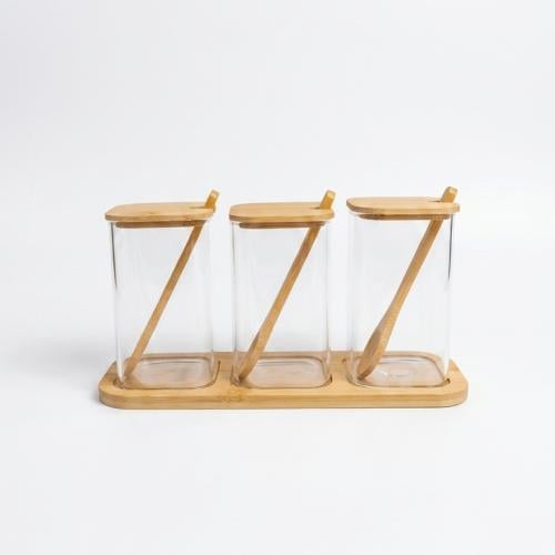 Spice jar set, glass, 3