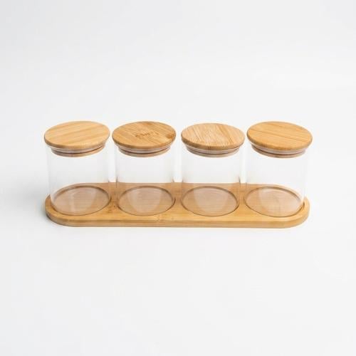 Spice jars set, glass, 4