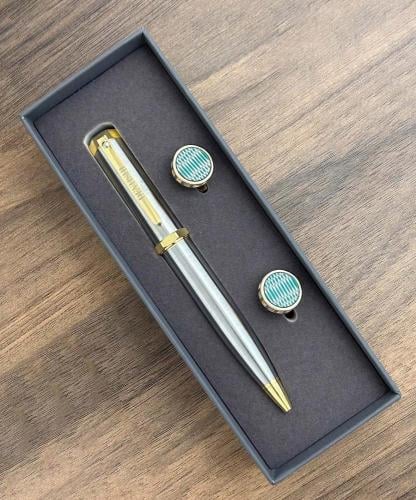 طقم هدية رجالي ديفوشي بتصميم انيق لون ذهبي وفضي كب...