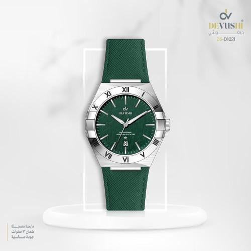 ساعة رجاليه جلد ديفوشي ملفته بلون اخضر ميناء أخضر