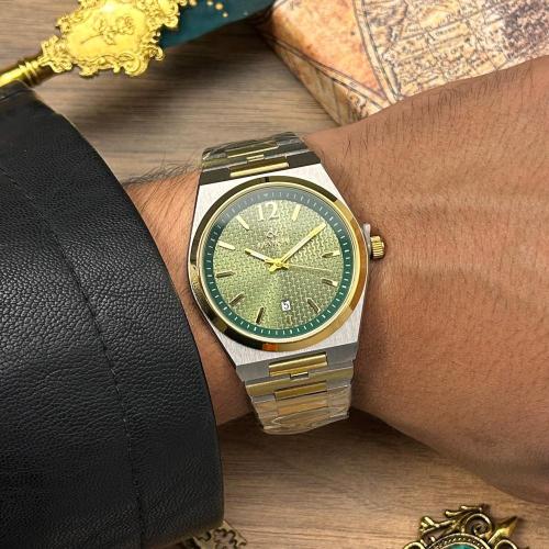 ساعة رجاليه ديفوشي ملفته بلون فضي و ذهبي بميناء أخ...