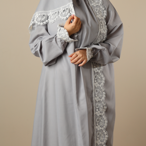 شرشف صلاة قطن كلفة دانتيل رصاصي