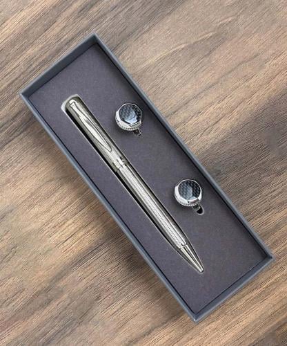 طقم هدية رجالي ديفوشي بتصميم انيق فضي كامل مع كبك...