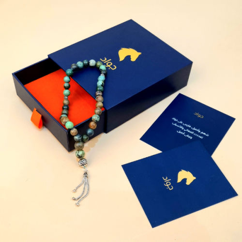 سبحة بفواصل فضة حجر الصنوبر الافريقي طبيعي 8/33 مل...