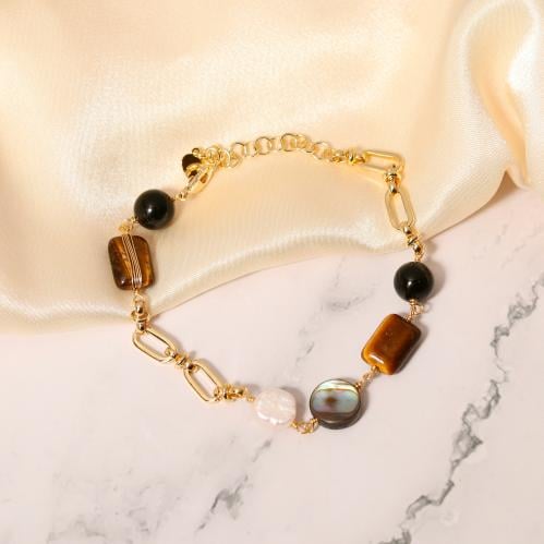 سوار عصري مزين بالاحجار الطبيعية والصدف الطبيعي