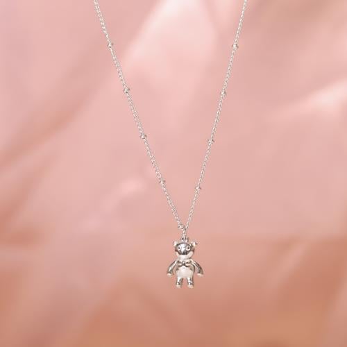 قلادة مطلية بالذهب بتعليقة شكل دبدوب