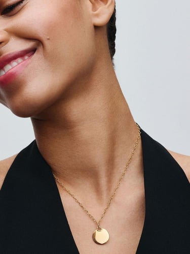 قلادة فضة عيار 925 شكل دائري لون ذهبي