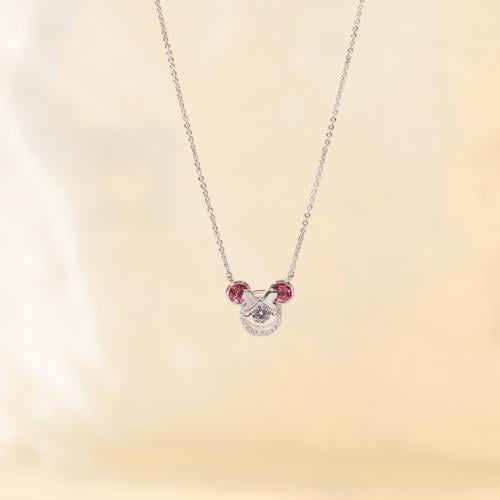 سلسلة مطلية بالذهب بتعليقة شكل ميني ماوس بكريستال...