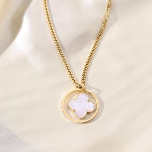 سلسلة مطلية بالذهب بتعليقة شكل وردة فان كليف