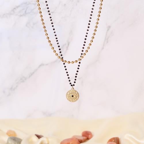 سلسلة (دورين) مطلية بالذهب مزينة بأحجار طبيعية بتع...