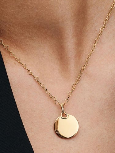 قلادة فضة عيار 925 شكل دائري لون ذهبي