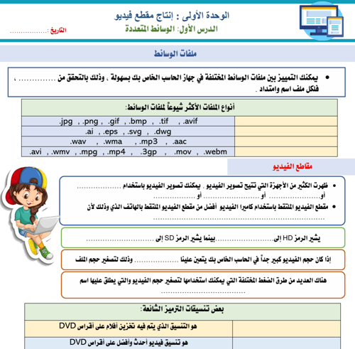 الجزء الأول من المهارات الرقمية - ثاني متوسط بنات...