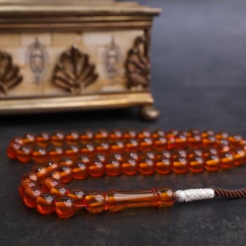 سبحة زعفراني عسلي طرابزونة فضة