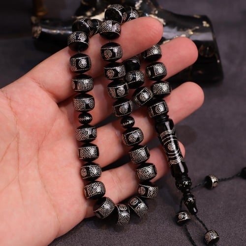 سبحة اليسر مطعم بالفضة ذروي