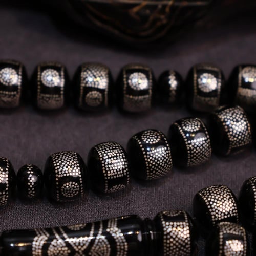 سبحة اليسر مطعم بالفضة ذروي