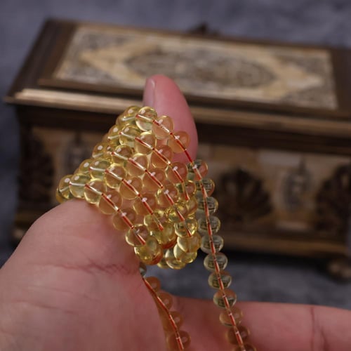 سبحة كهرمان طبيعي شفاف