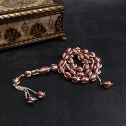 سبحة مرجان تونسي مطعّمة بناب الفيل