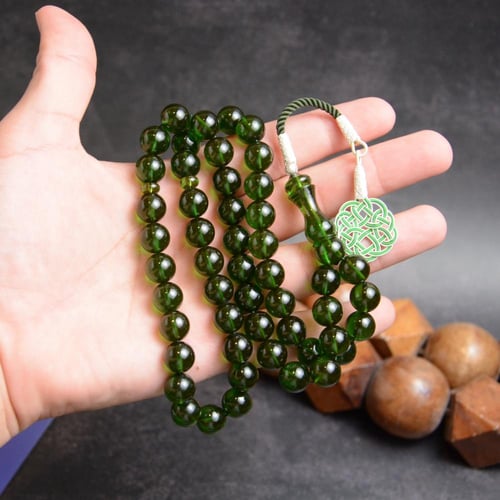 سبحة زعفراني زمردي طرابزونه فضة