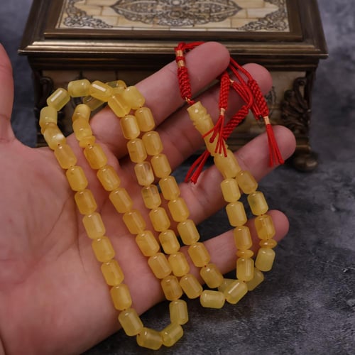 سبحة كهرمان طبيعي صندوقي